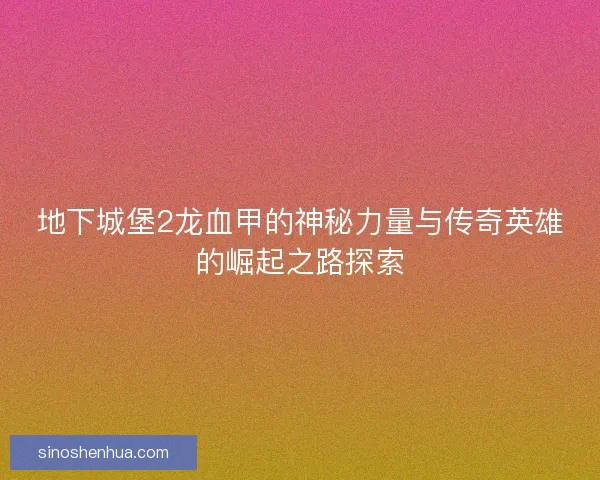 地下城堡2龙血甲的神秘力量与传奇英雄的崛起之路探索