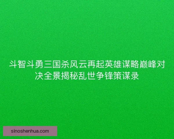 斗智斗勇三国杀风云再起英雄谋略巅峰对决全景揭秘乱世争锋策谋录