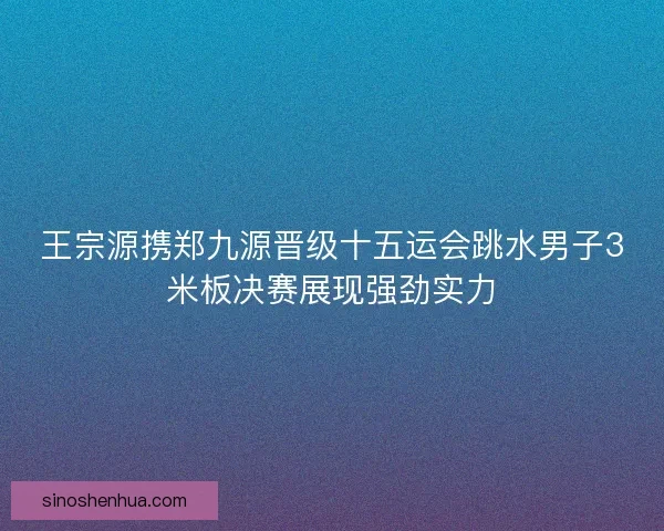 王宗源携郑九源晋级十五运会跳水男子3米板决赛展现强劲实力